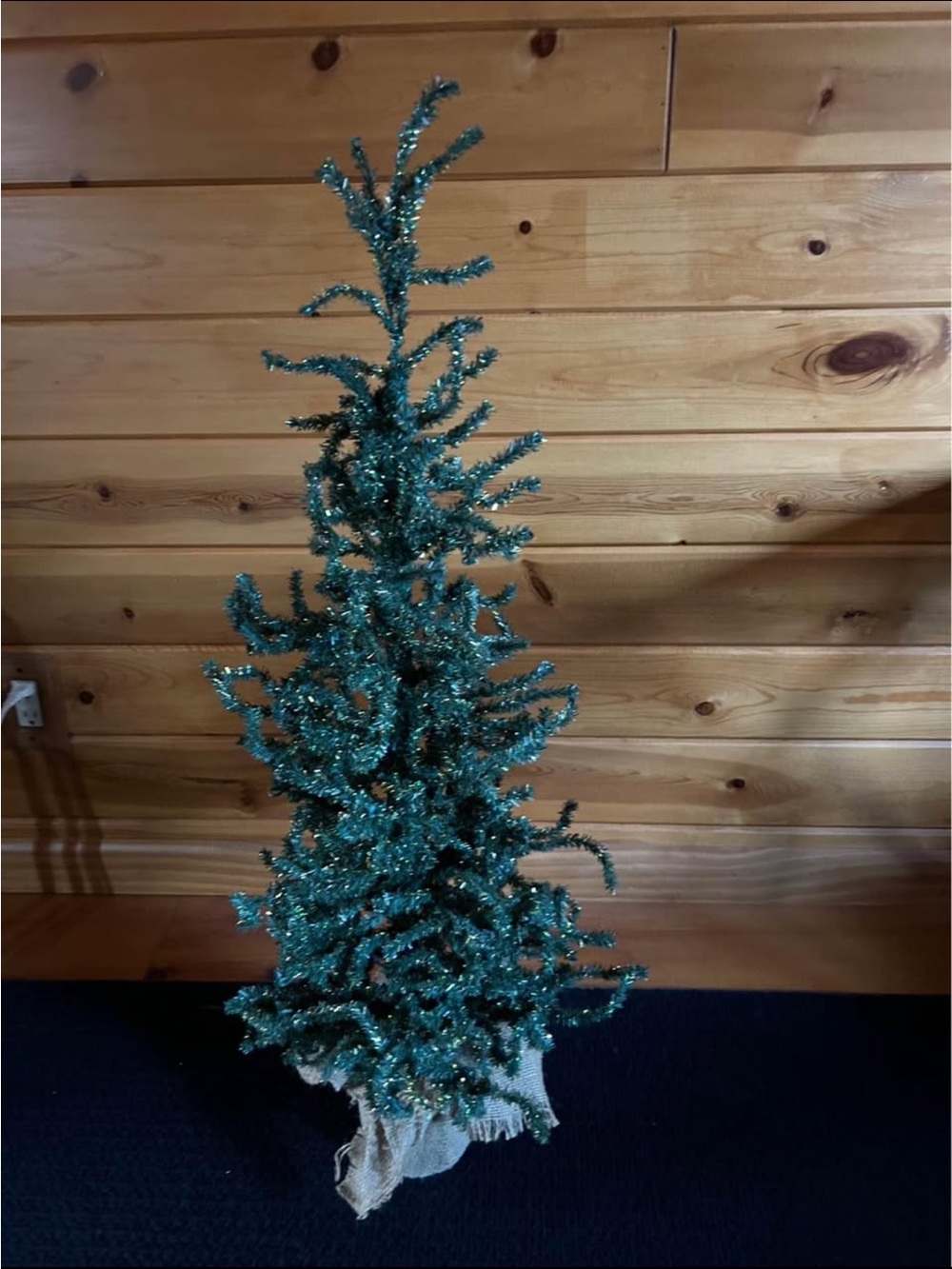 Green with Gold Sparkle Tinsel Holiday Tree